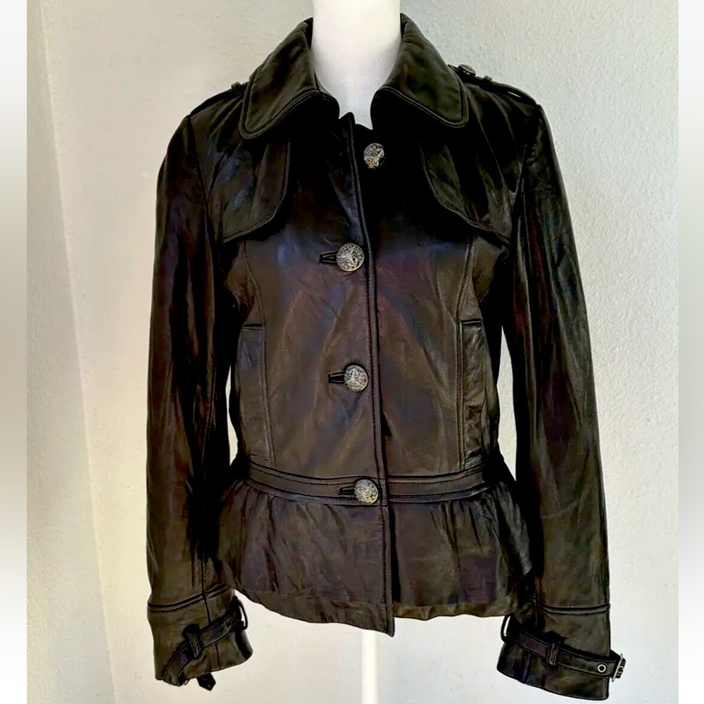Guess Vintage Genuine Black BUTTER SOFT Leather Jacket Size Small MINT